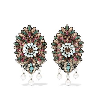 Etro + Bead, Crystal and Faux Pearl Clip Earrings