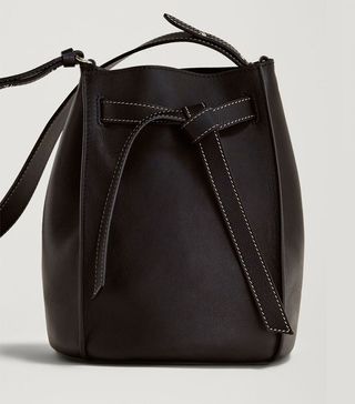 Massimo Dutti + Nappa Leather Bucket Bag With Tie Strap