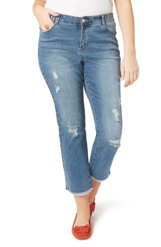 Evans + Destroyed Crop Jeans