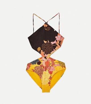 Zara + Floral Print Swimsuit