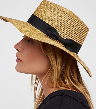Free People + Marina Shimmer Straw Boater Hat