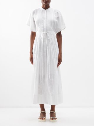 Lee Mathews + Madeleine Lace-Check Cotton Midi Dress