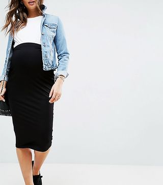 ASOS Maternity + Over the Bump Midi Pencil Skirt in Jersey