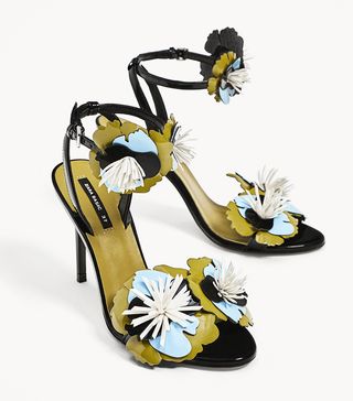 Zara + High Heel Sandals With Floral Details
