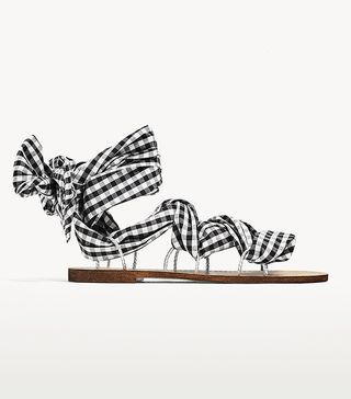 Zara + Lace-Up Flat Sandals