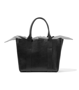Muun + Gilbert Large Textured-Leather and Printed Cotton-Canvas Tote