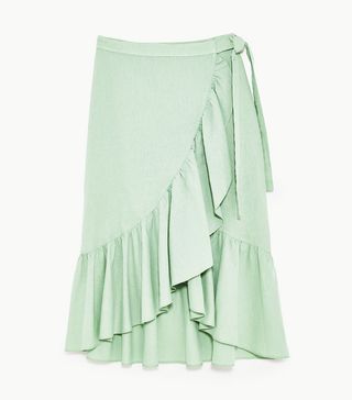 Zara + Ruffled Wrap Skirt