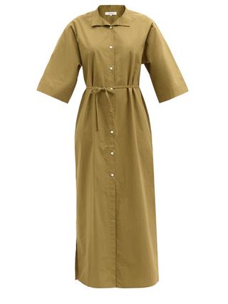 Frame + Side-Slit Cotton-Poplin Shirt Dress