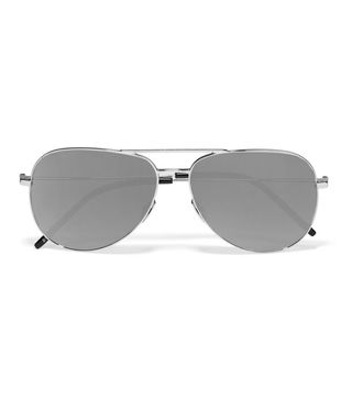 Saint Laurent + Aviator-Style Silver-Tone Mirrored Sunglasses