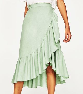 Zara + Ruffled Wrap Skirt