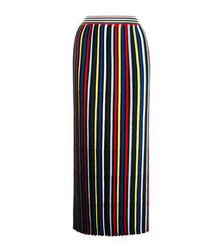 Rosetta Getty + Pleated Stripe Knit Skirt