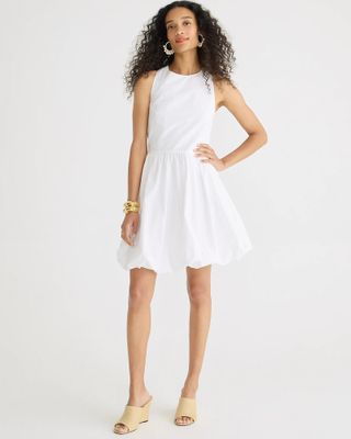 J.Crew + Bubble-Skirt A-Line Mini Dress in Cotton Poplin