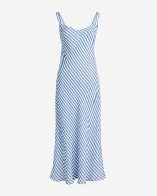 J.Crew + Gwyneth V-Neck Cupro-Blend Slip Dress in Stripe