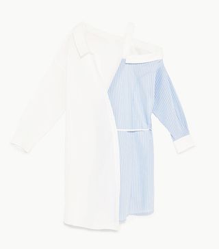 Zara + Contrasting Shirt Dress With Cut-Out Collar