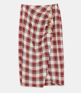 Zara + Check Midi Skirt
