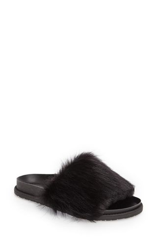 Topshop + Faux Fur Slide Sandals