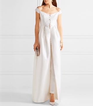 Gabriela Hearst + Tituba Off-the-Shoulder Silk and Wool-Blend Faille Gown