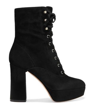 Gianvito Rossi + Lace-Up Suede Ankle Boots