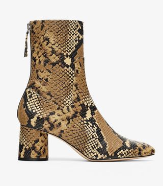 Zara + Animal Print High Heel Ankle Boots