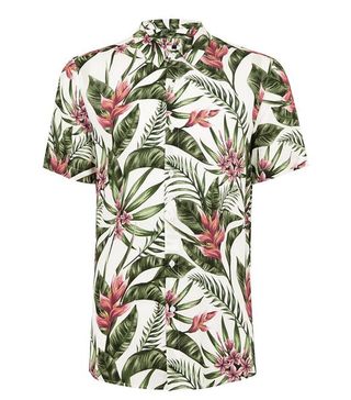 Topman + Stone Tropical Floral Short Sleeve Shirt