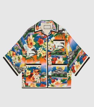 Gucci + Hawaiian Print Linen Oversized Jacket