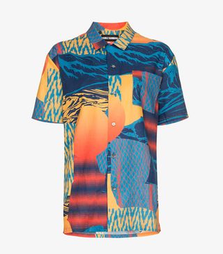 Double Rainbow + Pirate Bay Hawaiian Print Cotton Shirt