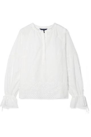 J.Crew + Falling Blossoms Crochet-Trimmed Broderie Anglaise Cotton-Poplin Blouse