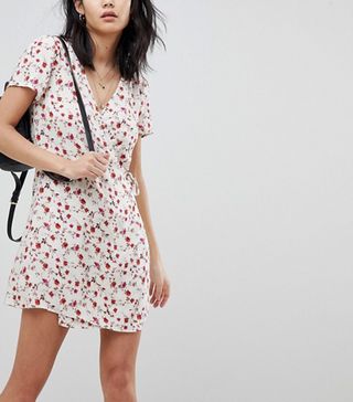Honey Punch + Wrap Dress in All Over Ditsy Rose Print