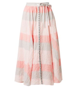 Lemlem + Dera Godet Striped Cotton-Blend Gauze Midi Skirt