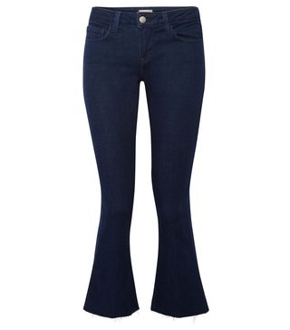 L'Agence + Charlie Cropped Frayed Low-Rise Flared Jeans