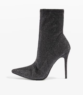 Topshop + Margarita Glitter Pointed Stretch Sock Boots