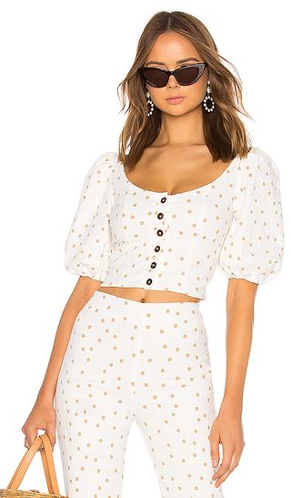 LPA + Button Up Top With Puff Sleeves
