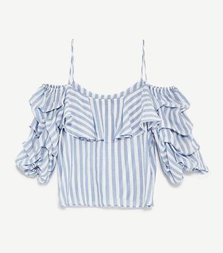 Zara + Blouse With Pleated Sleeves