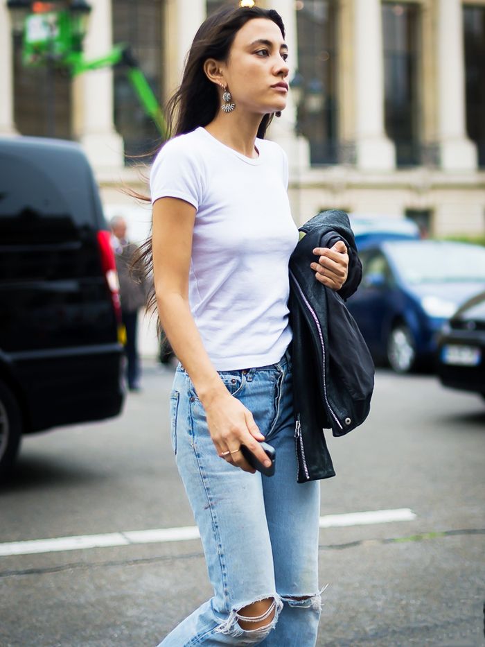How to Dress Up a White Tee and Jeans | Who What Wear