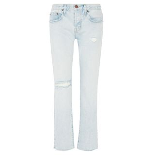 Current/Elliot + The Crossover Distressed Mid-Rise Straight-Leg Jeans