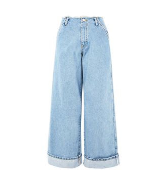 Topshop + Super Wide Leg Frayed Jeans by Boutique