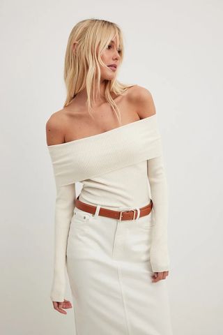 NA-KD + Folded Offshoulder Knitted Top