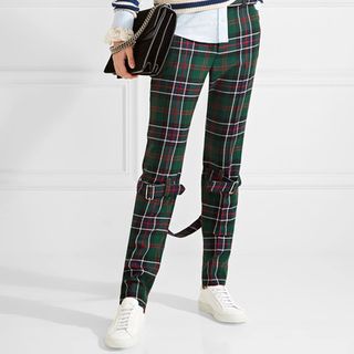 Gucci + Tartan Wool Slim-Leg Pants