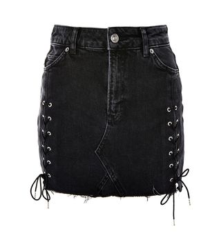 Topshop + Lace Up Denim Mini Skirt