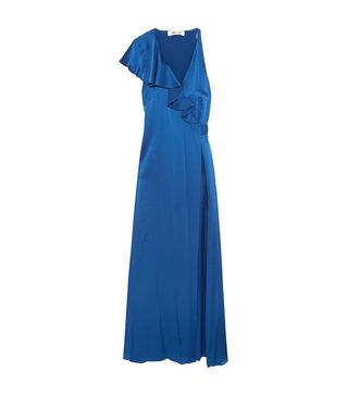 Diane von Furstenberg + Ruffled Satin Wrap Maxi Dress