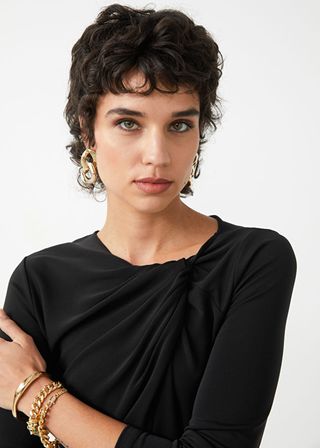 & Other Stories + Draped Twist Front Jersey Top