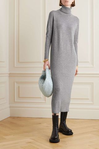 Allude + Wool and Cashmere-Blend Turtleneck Midi Dress