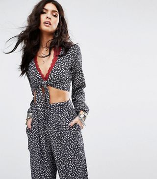 Denim & Supply by Ralph Lauren + Tie-Front Bell-Sleeve Cropped Printed Co-Ord Top