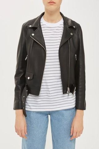 Topshop + Belted Leather Biker Jacket