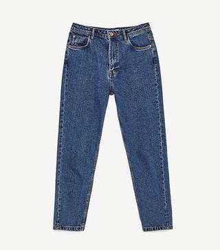 Zara + Distressed High-Rise Mom Fit Jeans