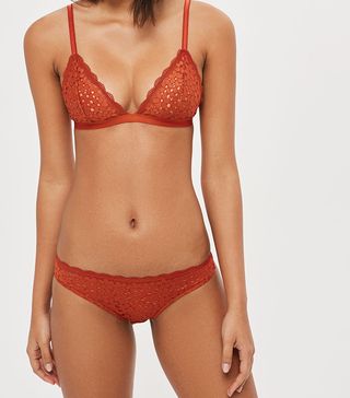 Topshop + Floral Lace Triangle Bra & Thong Set