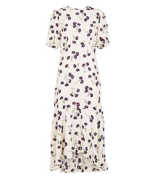 New Look + Off White Floral Balloon Sleeve Midi Dress