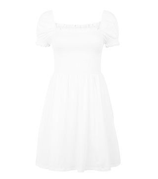 New Look + White Shirred Jersey Milkmaid Dress