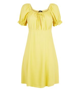 New Look + Pale Yellow Milkmaid Tea Dress