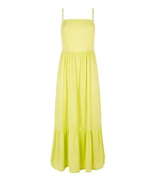New Look + Light Green Crinkle Tiered Hem Midaxi Dress